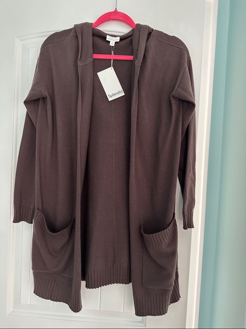 Splendid Open-Front Hooded Cardigan in Chocolate Brown